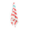 Luxury Textured Cabana Stripe Beach Towel - Coral & Aqua hanging