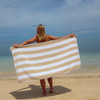 Striped Cabana Cotton Terry Beach Towel - Sandstorm