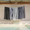 Striped Cabana Cotton Terry Beach Towel - Black