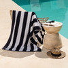 Striped Cabana Cotton Terry Beach Towel - Black