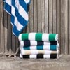 Striped Cabana Cotton Terry Beach Towel - Emerald