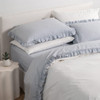 Softwash Cotton Ruffle Misty Blue Melange Pillowcase Pair - Vintage