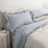 Softwash Cotton Ruffle Misty Blue Melange Pillowcase Pair - Vintage