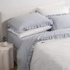 Softwash Cotton Ruffle Misty Blue Melange Flat Sheet - Vintage