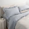 Softwash Cotton Ruffle Misty Blue Melange Flat Sheet - Vintage