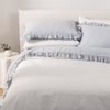 Softwash Cotton Ruffle Misty Blue Melange Flat Sheet - Vintage