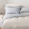 Softwash Cotton Ruffle Misty Blue Melange Flat Sheet - Vintage