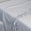 Softwash Cotton Ruffle Misty Blue Melange Flat Sheet - Vintage