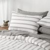 Modella Oxford Stripe Quilt Cover Set - Grey (Free Pillowcases)