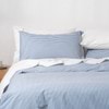 Modella Oxford Stripe Quilt Cover Set - Chambray (Free Pillowcases)