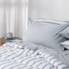 Modella Resort Stripe Quilt Cover Set - Chambray (Free Pillowcases)