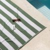 Striped Cabana Cotton Terry Beach Towel - Olive