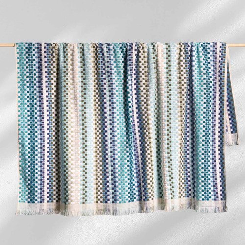 Positana Terry Beach Blanket - Checkers Sea Blue