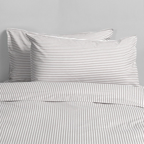 Cotton Mini Stripe Grey Quilt Cover Set -  Modella 