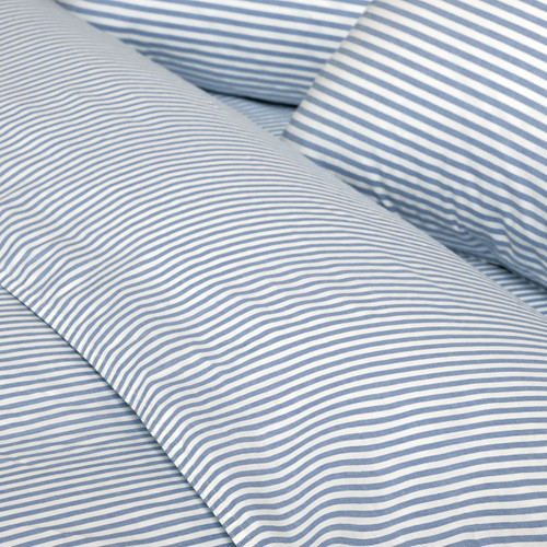 Cotton Mini Stripe Chambray Blue Quilt Cover Set - Modella 
