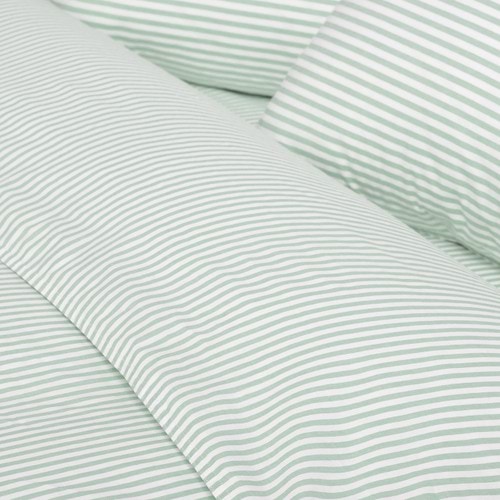 Cotton Mini Stripe Soft Green Quilt Cover Set - Modella