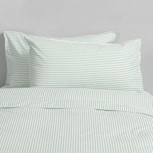 Cotton Mini Stripe Soft Green Quilt Cover Set - Modella