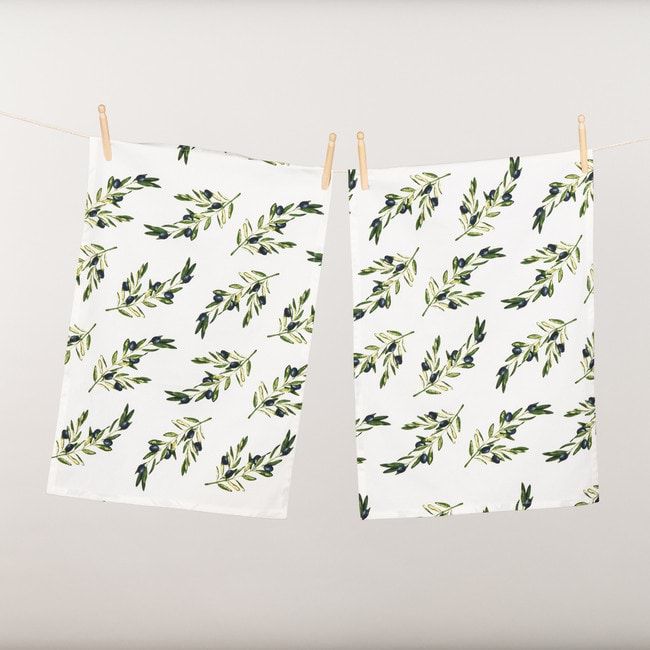 Cucina Tea Towel Twin Pack - Olives