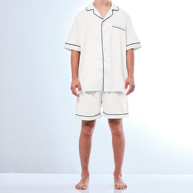 Bamboo Cotton White Men’s Pyjama Short Set