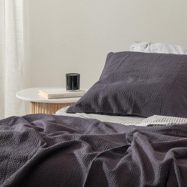 Luxury Cotton Pebble Coverlet - Charcoal