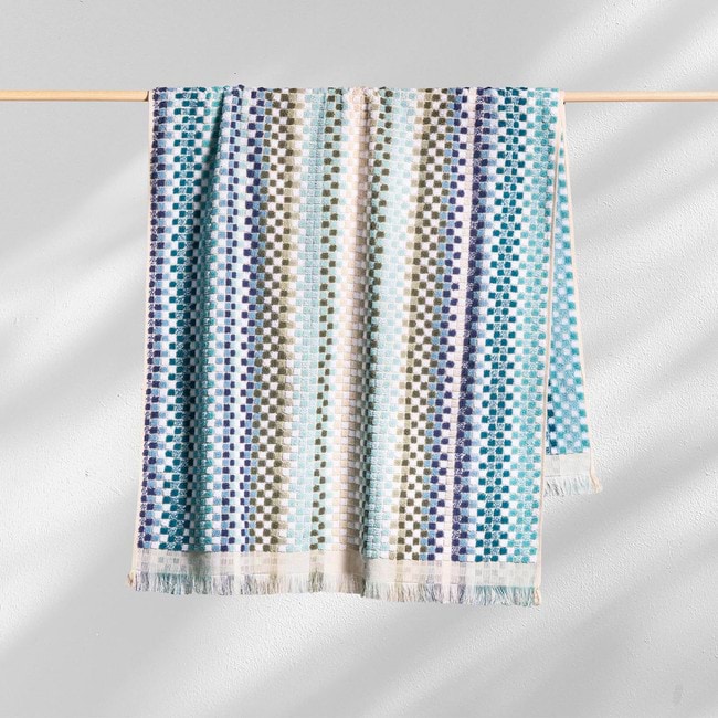 Positana Terry Beach & Bath Towel - Checkers Sea Blue