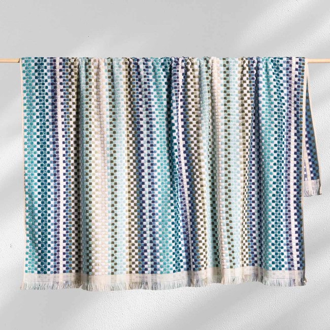 Positana Terry Beach Blanket - Checkers Sea Blue