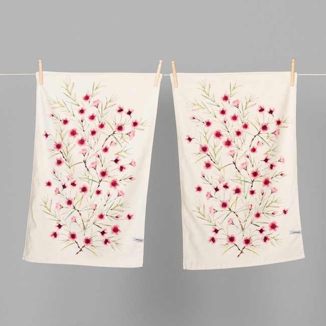 Aussie Tea Towel Botanical Twin Pack - Wax Flower