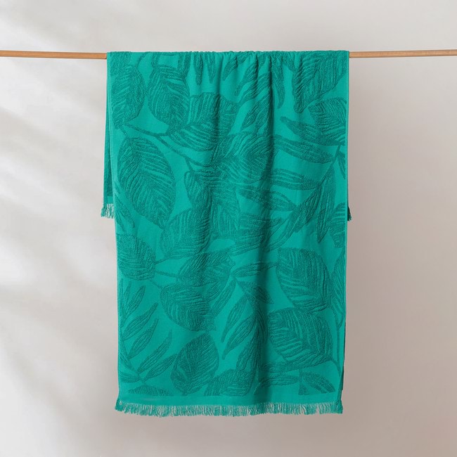 Positana Terry Beach & Bath Towel - Tropical Leaf Emerald