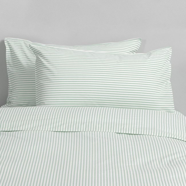 Cotton Mini Stripe Soft Green Quilt Cover Set - Modella