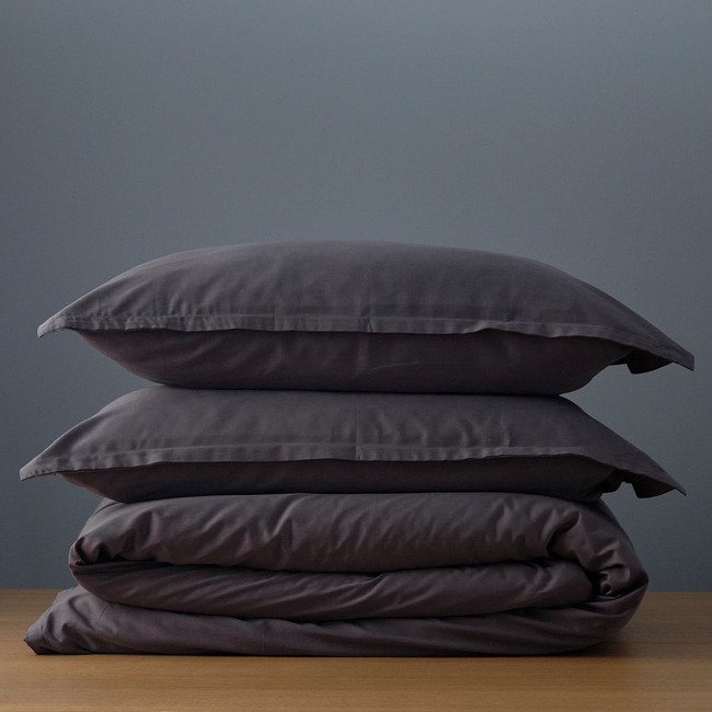 Bamboo Cotton Porcini Grey Quilt Cover Set - Alessia