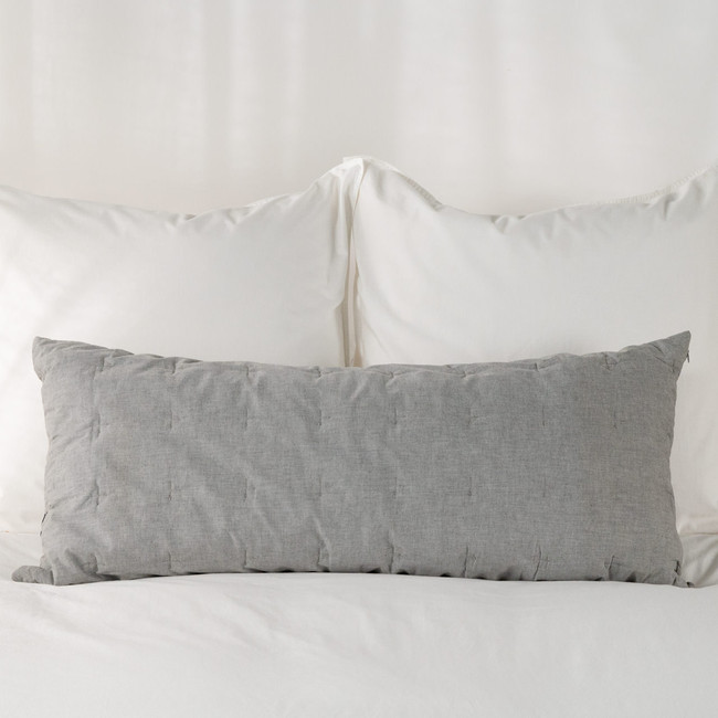 Vintage Softwash Cotton Lumbar Cushion Smokey Grey Melange Canningvale