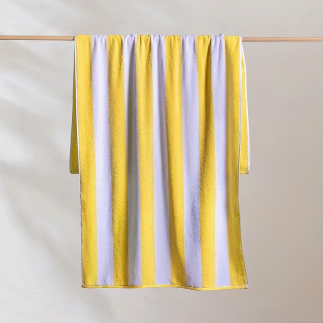 Striped Cabana Cotton Terry Beach Towel - Sunshine
