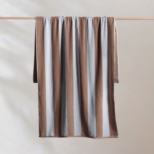 Striped Cabana Cotton Terry Beach Towel - Nutmeg