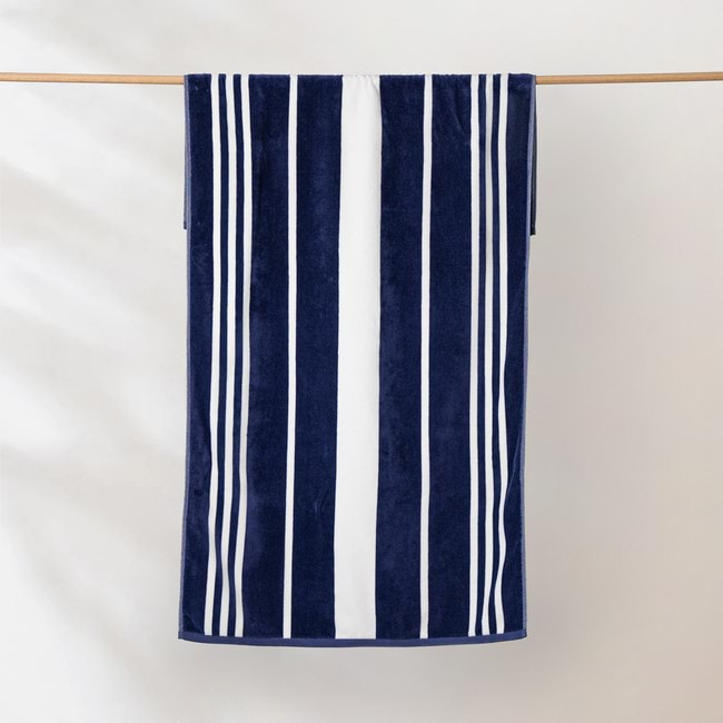 Sorrentina Velour Beach Towel - Lido Navy