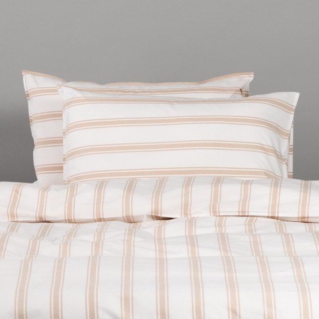 Modella Resort Stripe Quilt Cover Set - Oak (Free Pillowcases)