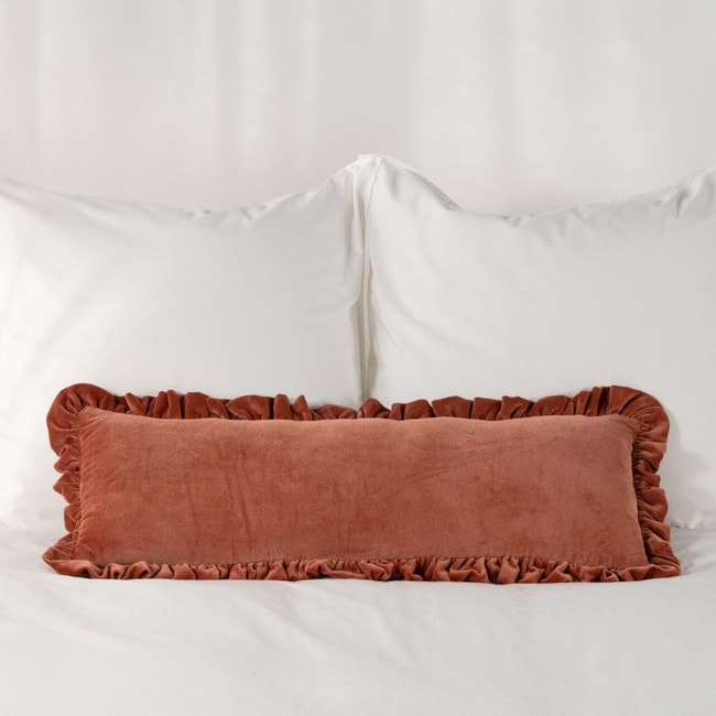 Modella Velvet Ruffle Lumbar Cushion - Oak