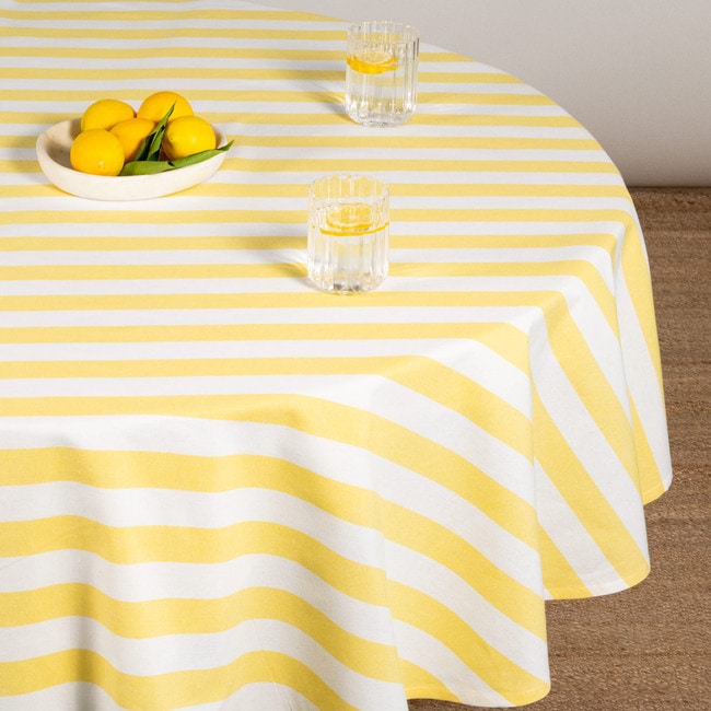 Cucina Lemon Stripe Round Tablecloth