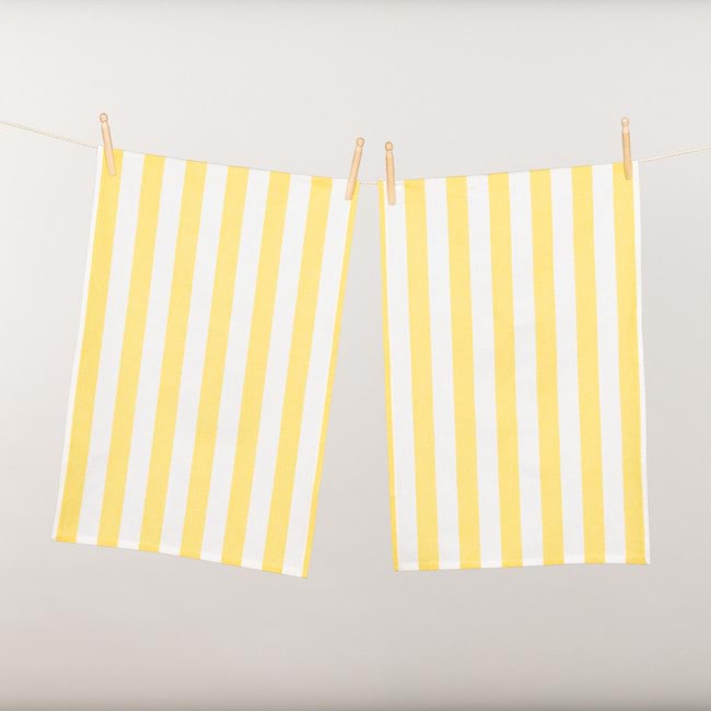 Cucina Tea Towel Twin Pack - Lemon Stripe