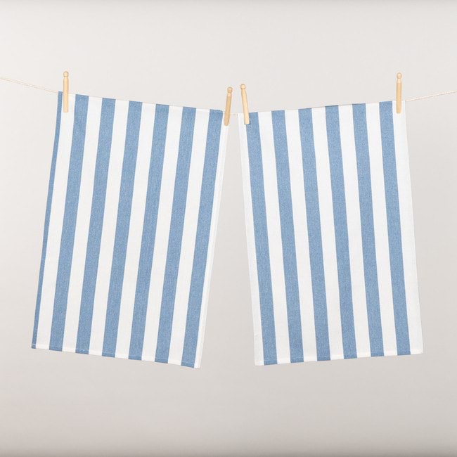 Cucina Tea Towel Twin Pack - Chambray Stripe