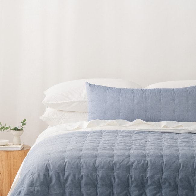 Softwash Cotton Indigo Melange Coverlet - Vintage