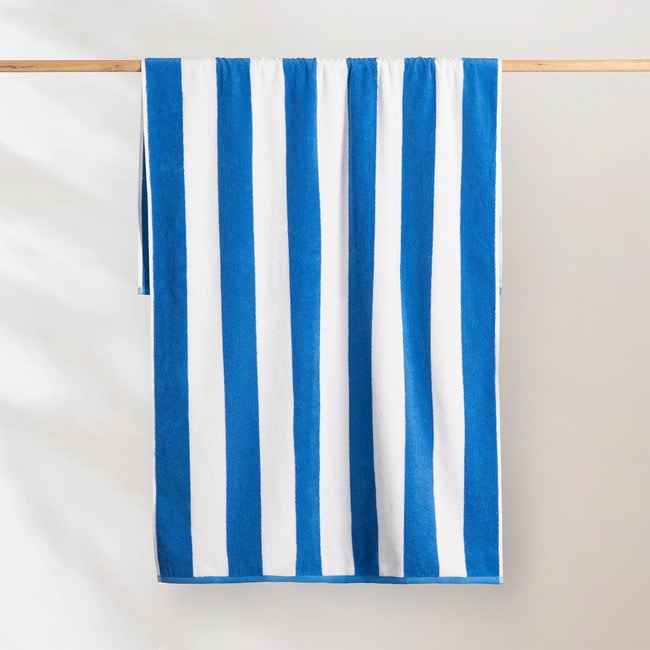 Striped Cabana Cotton Terry Beach Towel - Surf