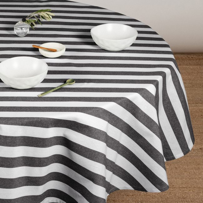 Cucina Black Stripe Round Tablecloth