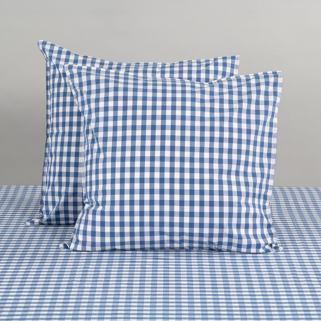 Modella Gingham European Pillowcase Pair - Indigo