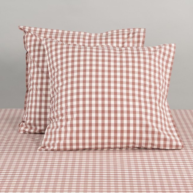 Modella Gingham European Pillowcase Pair - Mocha