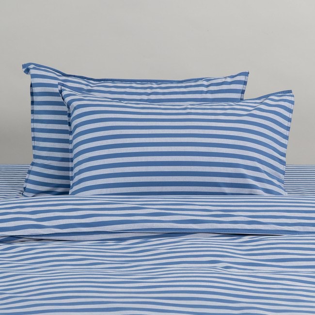 Modella Stripe Quilt Cover Set - Indigo (Free Pillowcases)