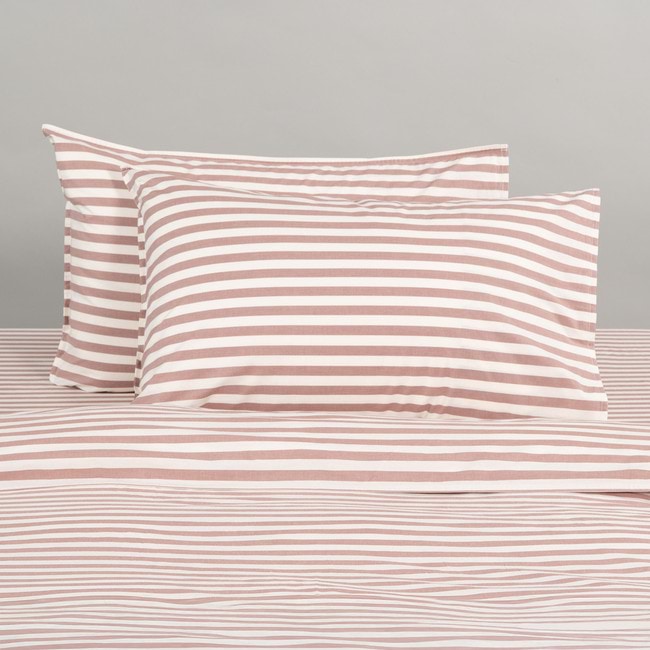 Modella Stripe Quilt Cover Set - Mocha (Free Pillowcases)