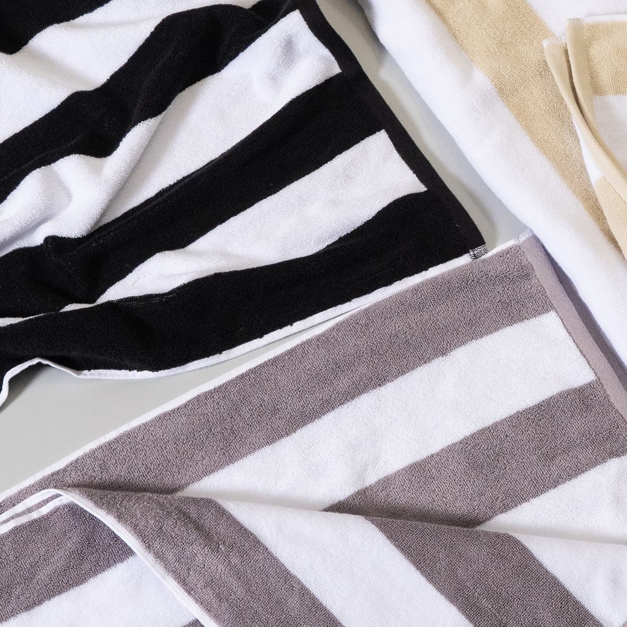Grey and white striped beach towels discount