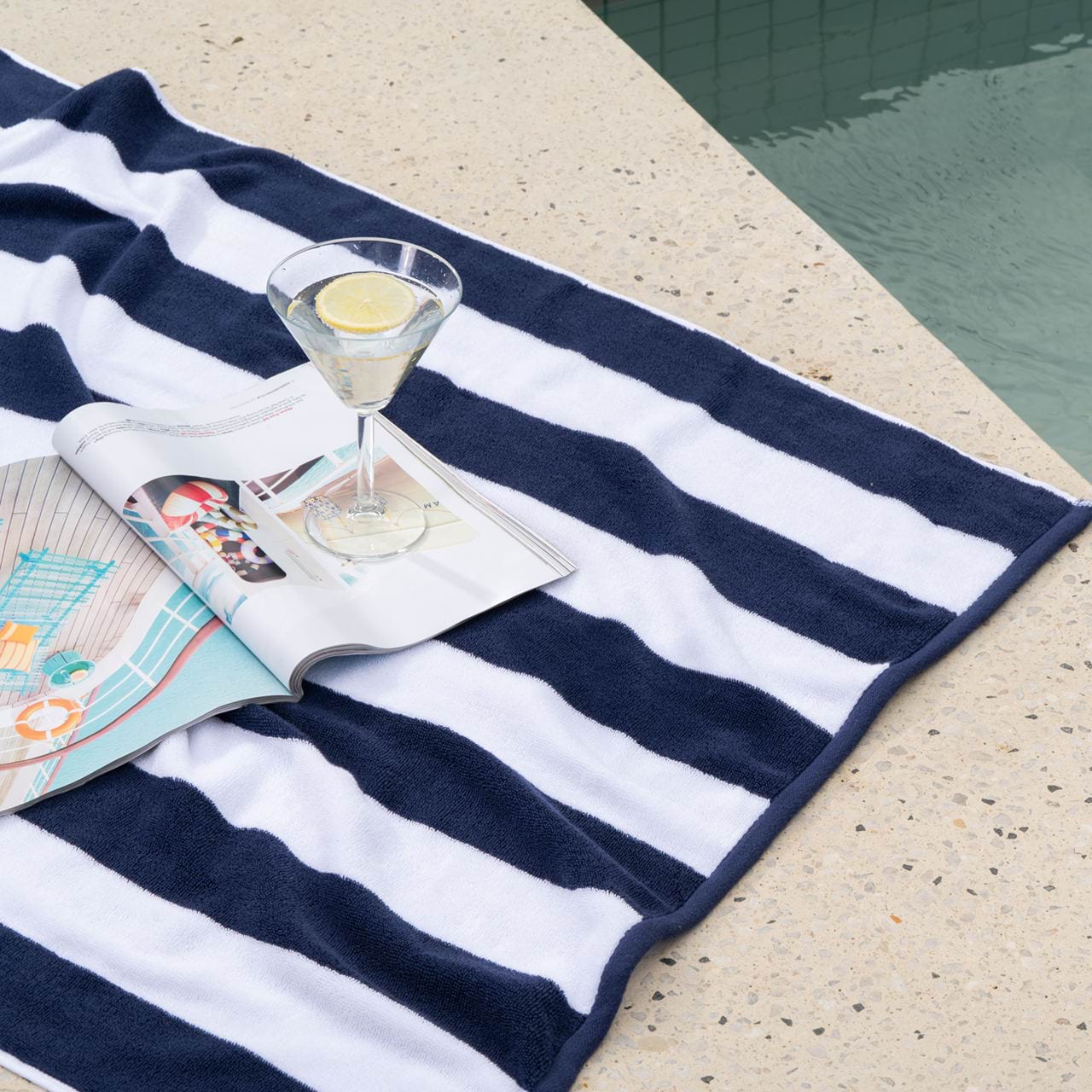 Navy striped towels discount