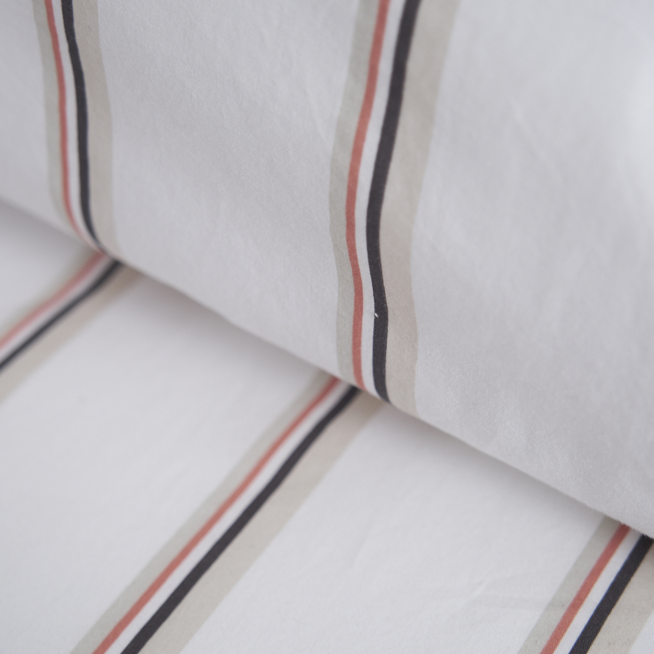 Vintage Softwash Cotton Stripe Fitted Sheet & Pillowcase Set - Stone/Grey