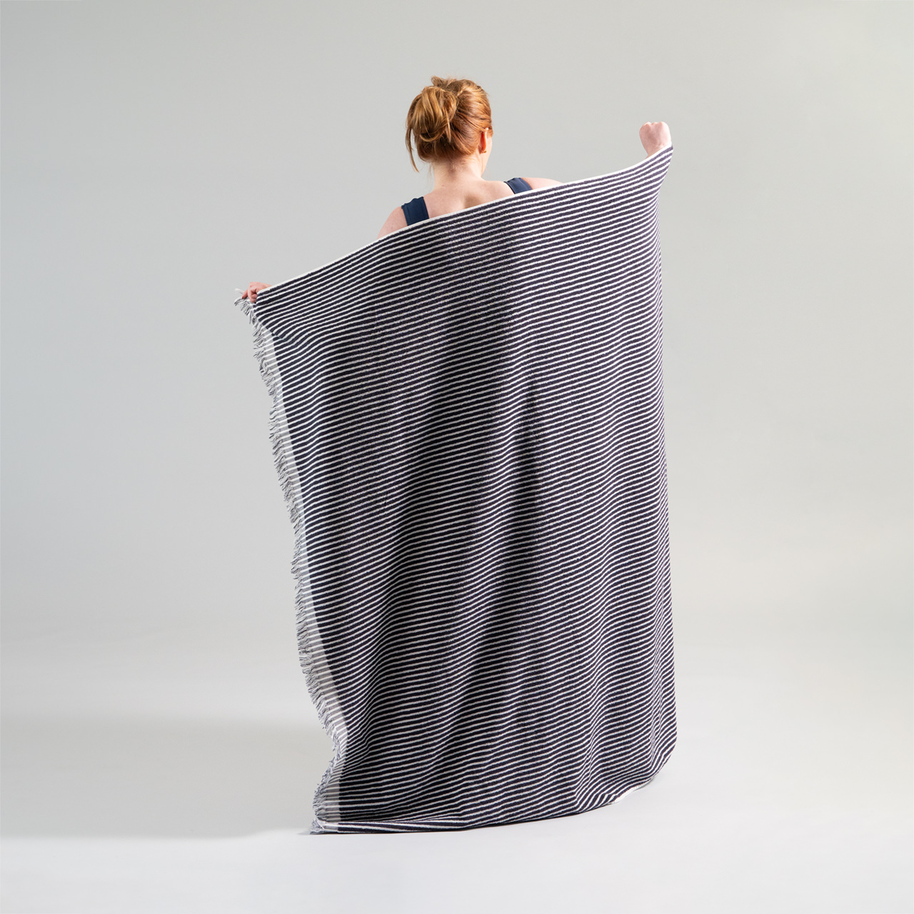 Positana Terry Beach Blanket - Pinstripe Charcoal